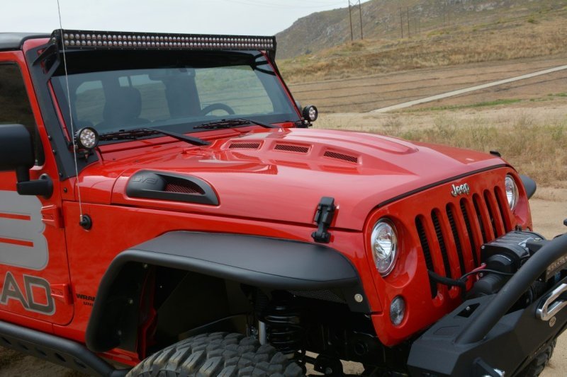 DV8 Offroad 07-18 Jeep Wrangler JK Metal Heat Dispersion Hood - Primer Black - Crew Original