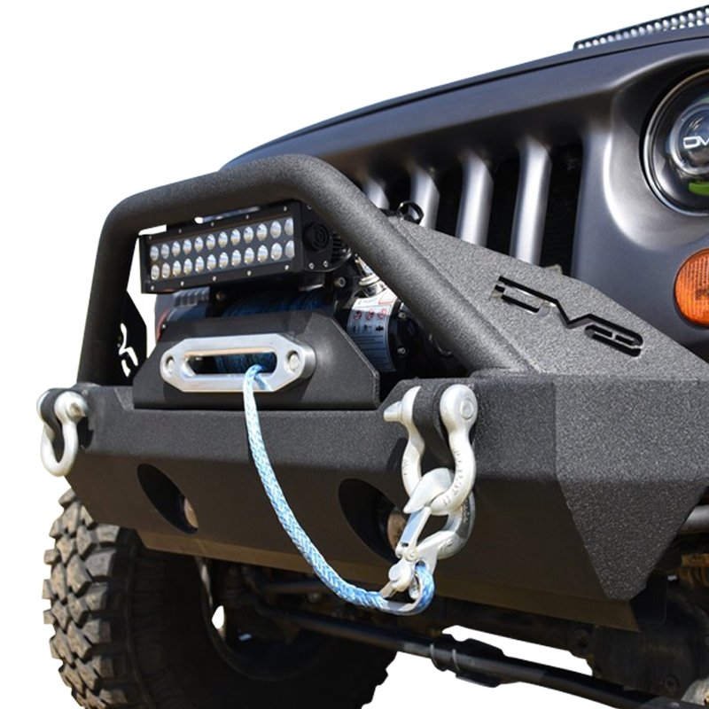 DV8 Offroad 07-18 Jeep Wrangler JK/JL FS-15 Steel Stubby Front Bumper w/ Fog Lights - Crew Original