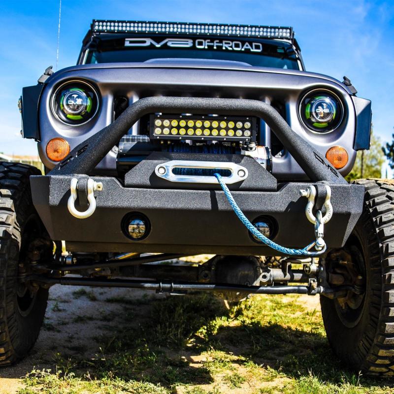 DV8 Offroad 07-18 Jeep Wrangler JK/JL FS-15 Steel Stubby Front Bumper w/ Fog Lights - Crew Original