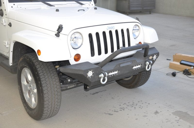 DV8 Offroad 07-18 Jeep Wrangler JK/JL FS-7 Mid Length Steel Front Bumper w/ LED Lights - Crew Original