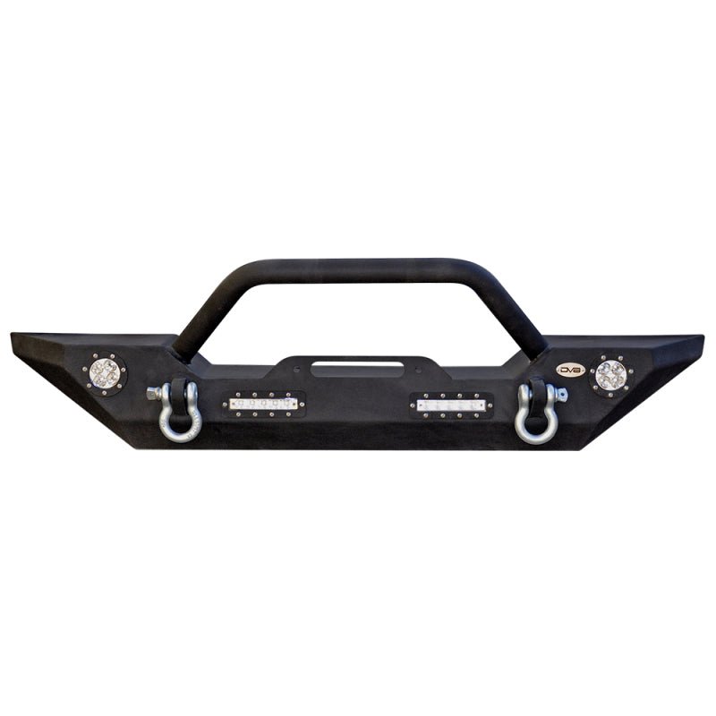 DV8 Offroad 07-18 Jeep Wrangler JK/JL FS-7 Mid Length Steel Front Bumper w/ LED Lights - Crew Original