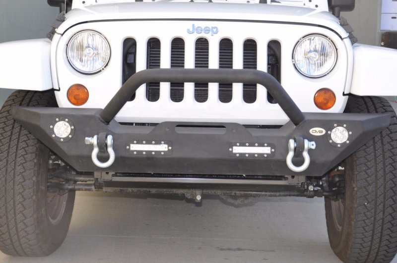 DV8 Offroad 07-18 Jeep Wrangler JK/JL FS-7 Mid Length Steel Front Bumper w/ LED Lights - Crew Original