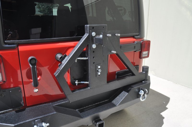 DV8 Offroad 07-18 Jeep Wrangler RS-2 Single Action Rear Bumper & Tire Carrier w/ Bearing - Crew Original