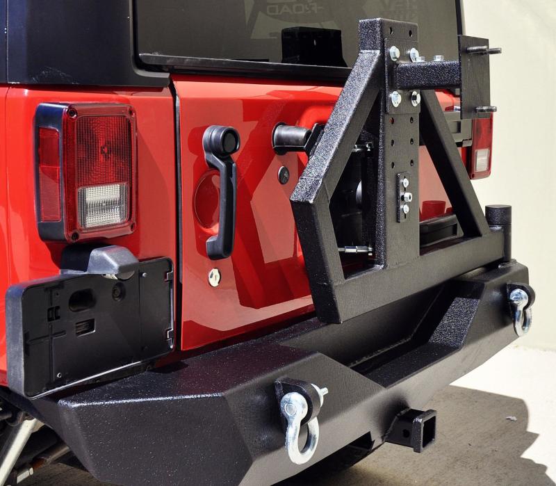 DV8 Offroad 07-18 Jeep Wrangler RS-2 Single Action Rear Bumper & Tire Carrier w/ Bearing - Crew Original