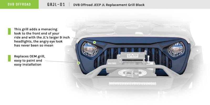 DV8 Offroad 2018+ Jeep JL/ Gladiator Angry Grill - Crew Original