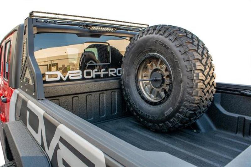 DV8 Offroad 2019+ Jeep Gladiator Universal Stand Up In-Bed Tire Carrier - Crew Original