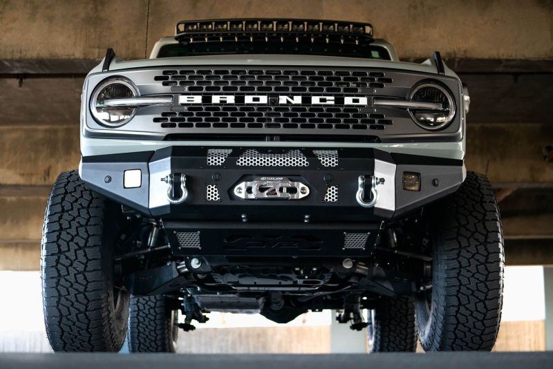 DV8 Offroad 2021+ Ford Bronco Front Bumper Winch Capable w/ Optional Bull Bar/Aux Light Opening - Crew Original