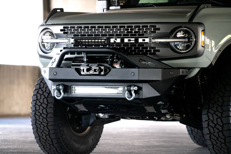 DV8 Offroad 2021+ Ford Bronco Modular Front Bumper Winch Capable w/ Auxiliary Light Mounts - Crew Original