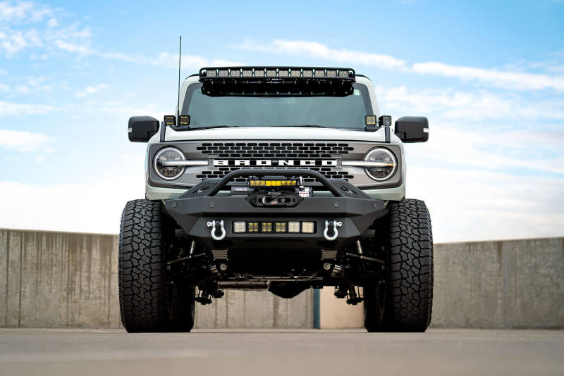 DV8 Offroad 2021+ Ford Bronco Modular Front Bumper Winch Capable w/ Auxiliary Light Mounts - Crew Original