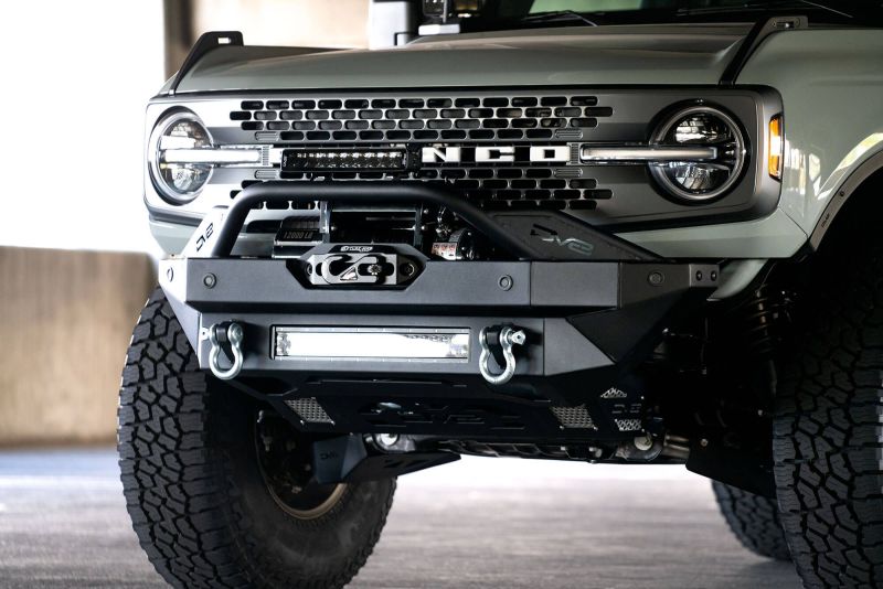 DV8 Offroad 2021+ Ford Bronco Modular Front Bumper Winch Capable w/ Auxiliary Light Mounts - Crew Original