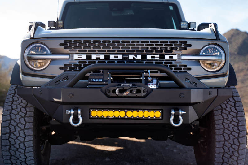 DV8 Offroad 2021+ Ford Bronco Modular Front Bumper Winch Capable w/ Auxiliary Light Mounts - Crew Original