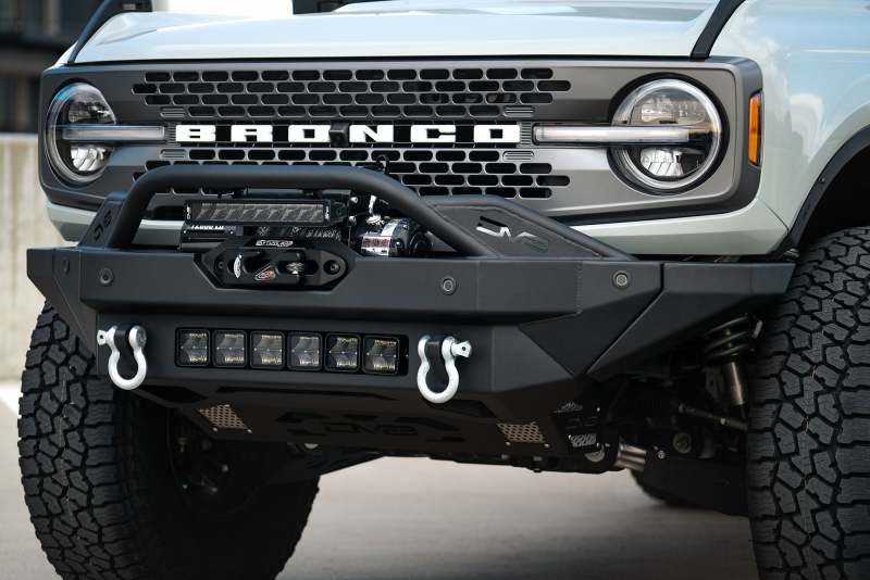 DV8 Offroad 2021+ Ford Bronco Modular Front Bumper Winch Capable w/ Auxiliary Light Mounts - Crew Original