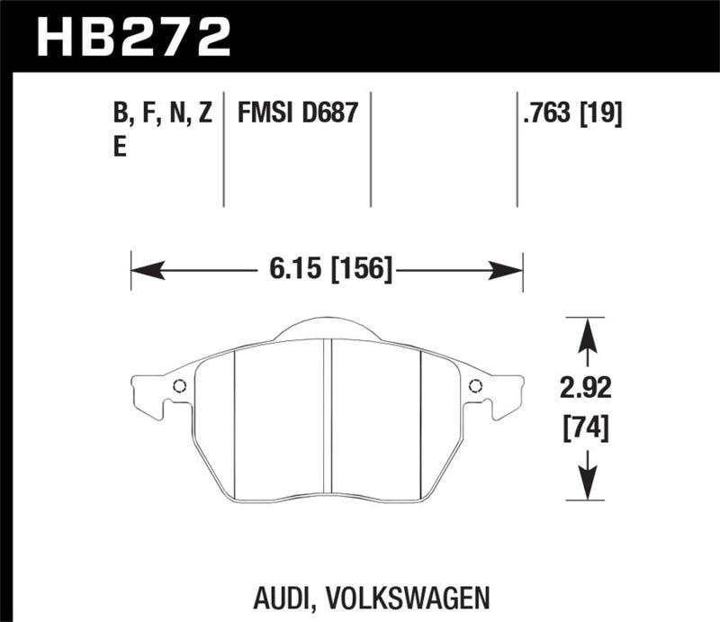 Hawk 2000-2006 Audi TT (w/Wear Sensor) HPS 5.0 Front Brake Pads