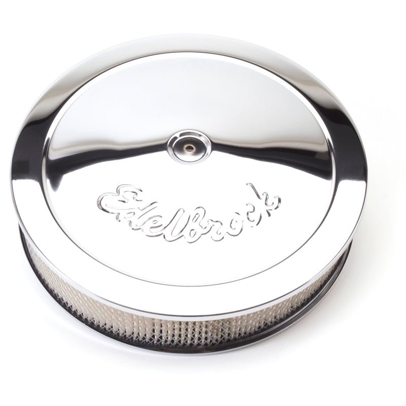 Edelbrock Air Cleaner Pro-Flo Series Round Steel Top Paper Element 14In Dia X 3 75In Dropped Base - Crew Original