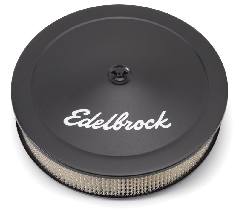 Edelbrock Air Cleaner Pro-Flo Series Round Steel Top Paper Element 14In Dia X 3 75In Dropped Base - Crew Original