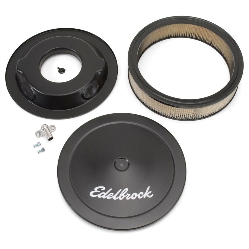 Edelbrock Air Cleaner Pro-Flo Series Round Steel Top Paper Element 14In Dia X 3 75In Dropped Base - Crew Original