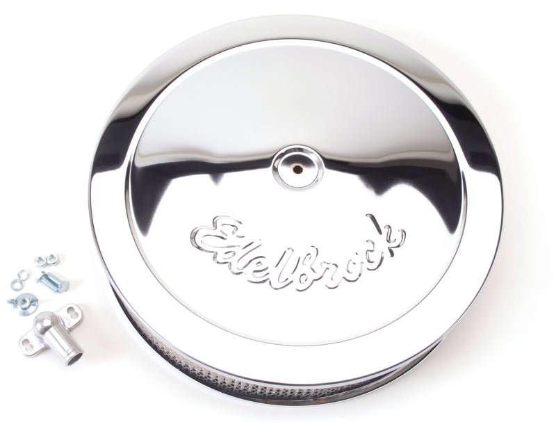 Edelbrock Air Cleaner Pro-Flo Series Round Steel Top Paper Element 14In Dia X 3 75In Dropped Base - Crew Original