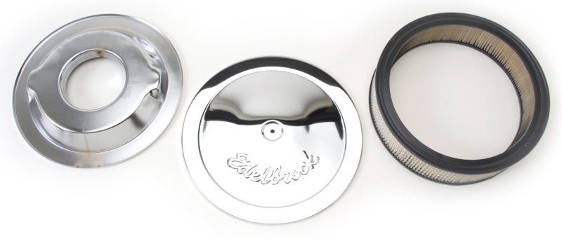 Edelbrock Air Cleaner Pro-Flo Series Round Steel Top Paper Element 14In Dia X 3 75In Dropped Base - Crew Original