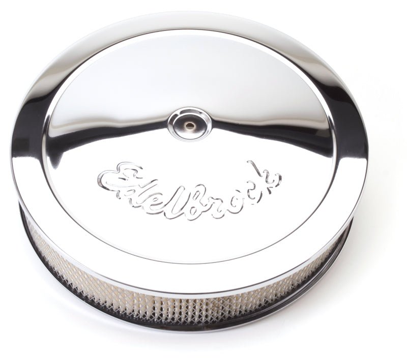 Edelbrock Air Cleaner Pro-Flo Series Round Steel Top Paper Element 14In Dia X 3 75In Dropped Base - Crew Original