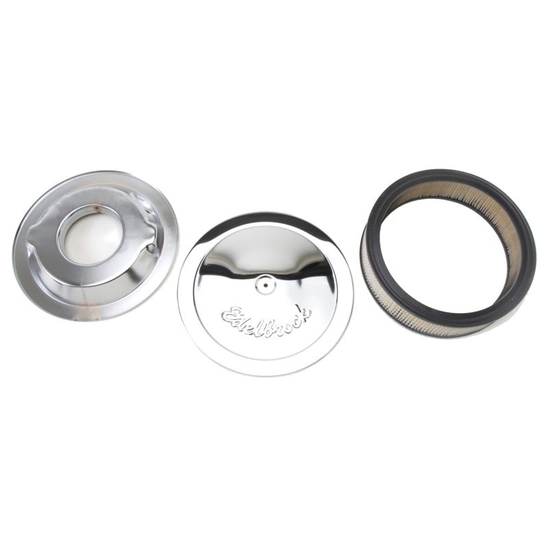 Edelbrock Air Cleaner Pro-Flo Series Round Steel Top Paper Element 14In Dia X 3 75In Dropped Base - Crew Original