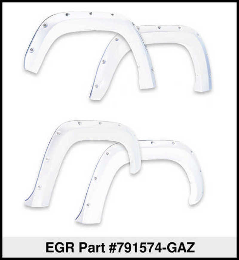 EGR 14+ Chev Silverado 6-8ft Bed Bolt-On Look Color Match Fender Flares - Set - Summit White - Crew Original