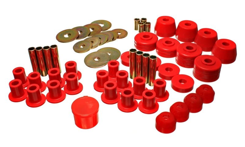 Energy Suspension 72-85 Dodge/Plymouth 1/2 & 3/4 Ton S/C Pickup Red Hyper-Flex Master Bushing Set - Crew Original