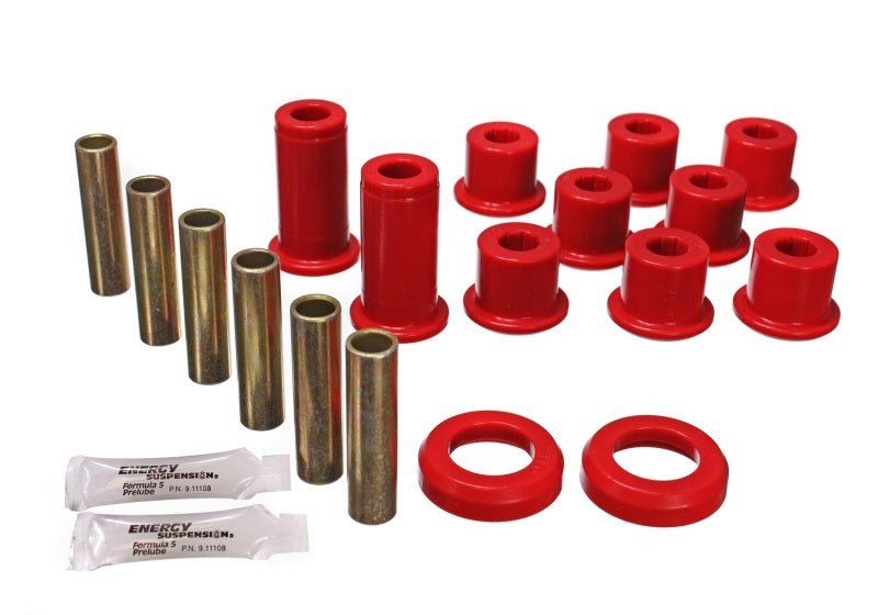 Energy Suspension 82-04 GM S-10/S-15 Pickup 2WD / 82-04 S-10 Blazer Red Rear Leaf Spring Bushing Set - Crew Original