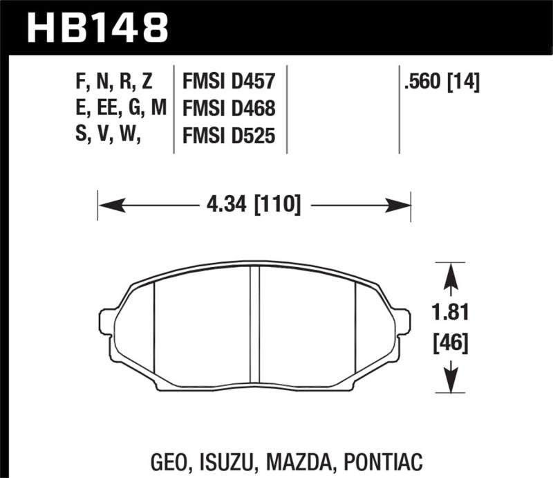 Hawk 89-93 Miata HP+ Street Front Brake Pads (D525)