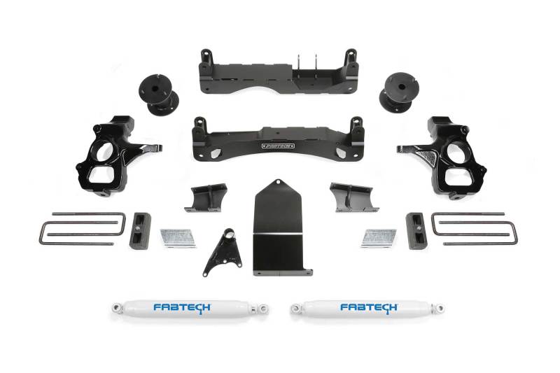Fabtech 14-18 GM C/K1500 P/U w/oE Forg Stl UCA 4in Basic Sys w/Perf Shks - Crew Original