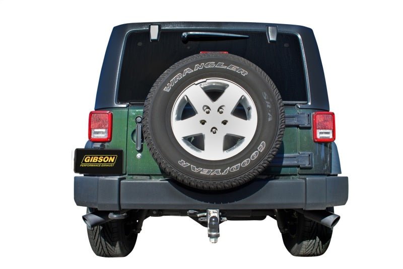 Gibson 10-11 Jeep Wrangler JK Sport 3.8L 2.5in Cat-Back Dual Extreme Exhaust - Black Elite (Ceramic) - Crew Original