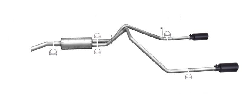 Gibson 11-18 Ram 1500 Big Horn 5.7L 2.25in Cat-Back Dual Split Exhaust - Black Elite - Crew Original