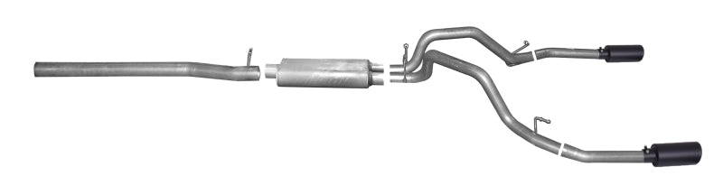 Gibson 14-18 GMC Sierra 1500 Denali 5.3L 3in/2.25in Cat-Back Dual Split Exhaust - Black Elite - Crew Original