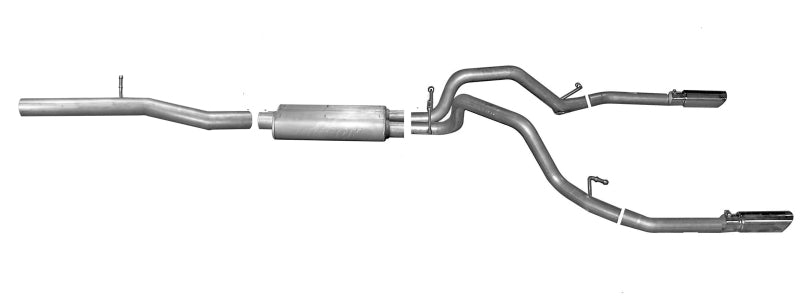 Gibson 15-18 Chevrolet Silverado 1500 LS 5.3L 3in/2.25in Cat-Back Dual Split Exhaust - Aluminized - Crew Original