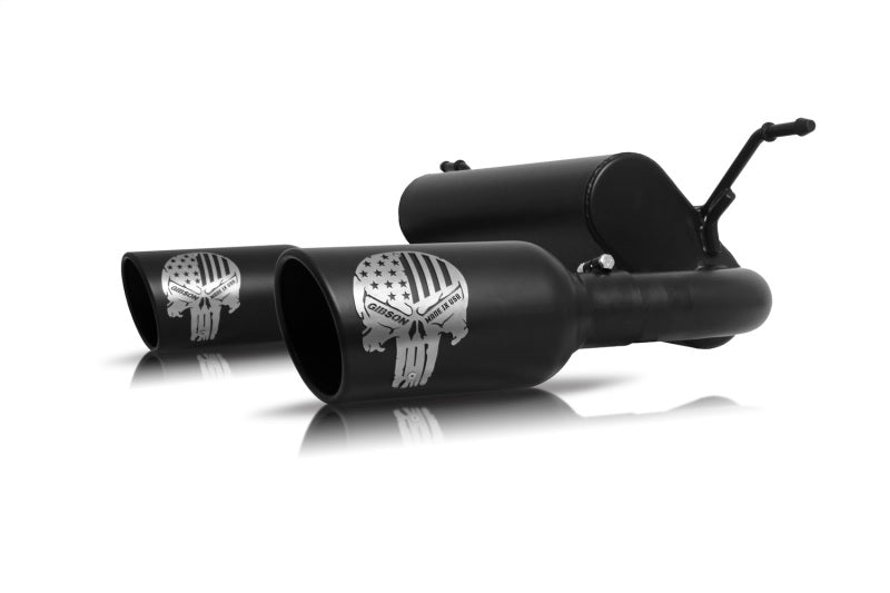 Gibson 18-22 Jeep Wrangler Sport 3.6L 2.5in Patriot Skull Series Cat-Back Dual Exhaust - Blk Ceramic - Crew Original