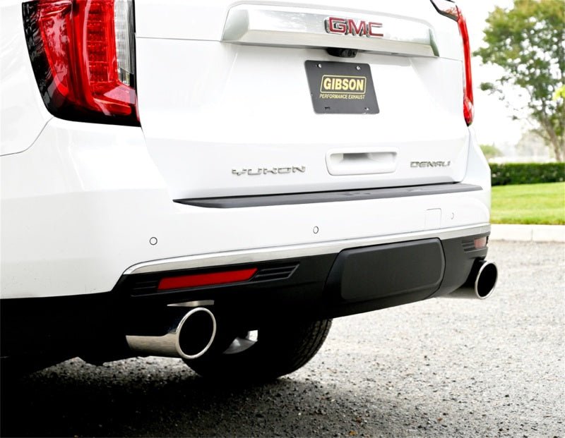 Gibson 21-22 Chevy Tahoe High Country 6.2L 4WD 2.5in Cat-Back Dual Split T409 SS Exhaust - Polished - Crew Original
