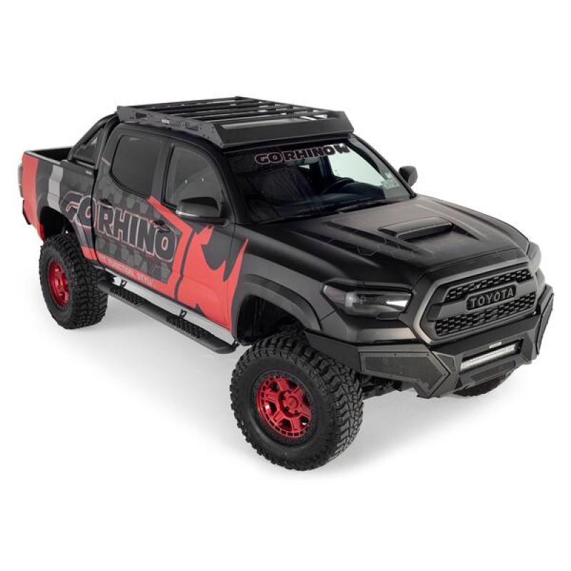 Go Rhino 16-21 Toyota Tacoma Ceros Low Profile Roof Rack Textured Black - Crew Original
