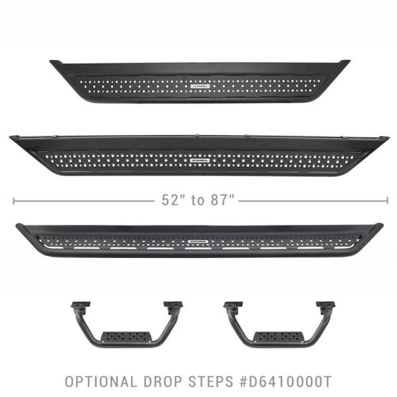 Go Rhino Dominator Extreme D6 SideSteps - Tex Blk - 4in Drop Down Steps (Pair) - Crew Original