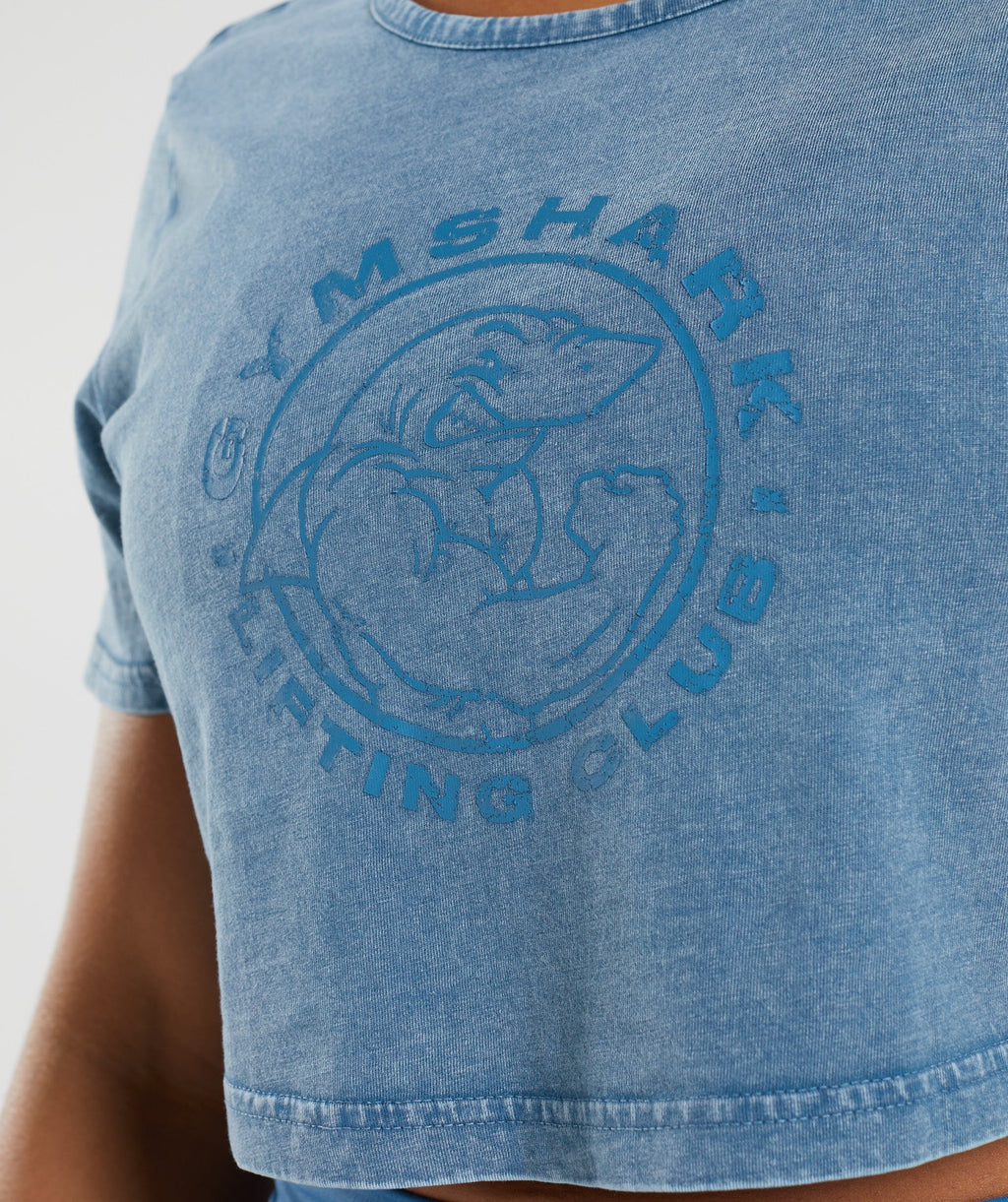 Gymshark Legacy Washed Crop Top - Lakeside Blue - Crew Original