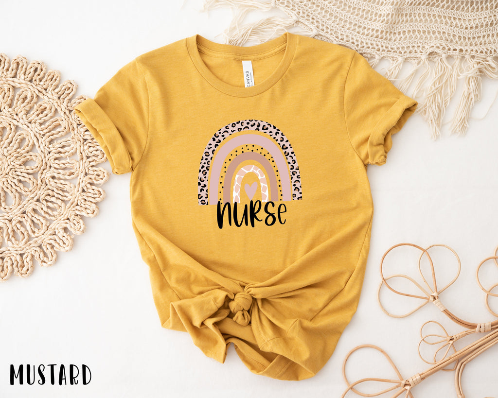 Nurse Leopard Rainbow Shirt, Nurse Rainbow Shirts - Crew Original