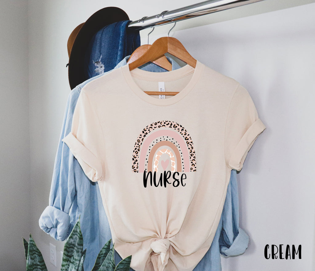 Nurse Leopard Rainbow Shirt, Nurse Rainbow Shirts - Crew Original