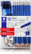 Staedtler Norica 50 Graphite HB2 Pencils +50 eraser caps +1 Sharpener - Crew Original